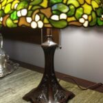 Sideview of abstract designed vintage lamp