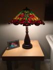 Red color abstract designed antique vintage lamp
