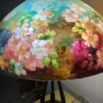 Spring multicolored flowers on lamp